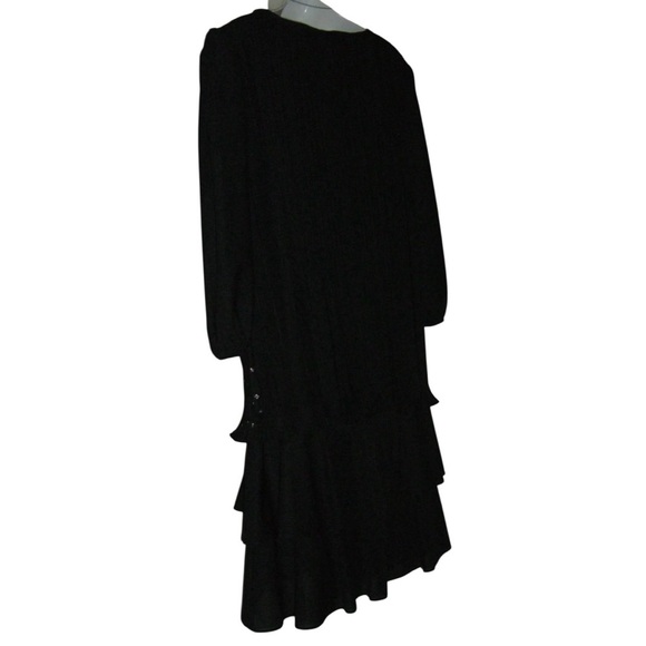 Good Times Dress Vintage 70s Black Glam Avant Garde Fairy Flamenco Disco Glitter - Picture 8 of 13